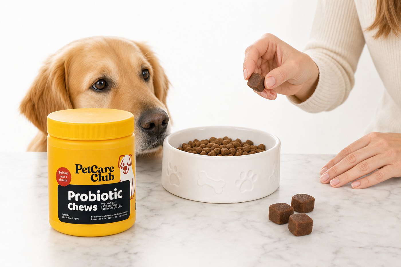 Perro esperando su Probiotic Chews