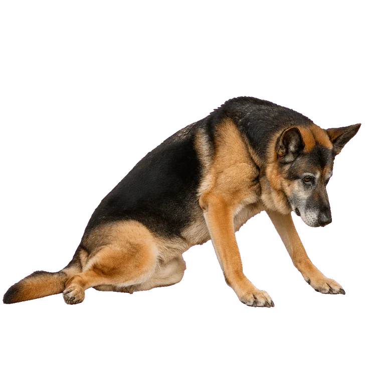 Perro al que le cuesta levantarse