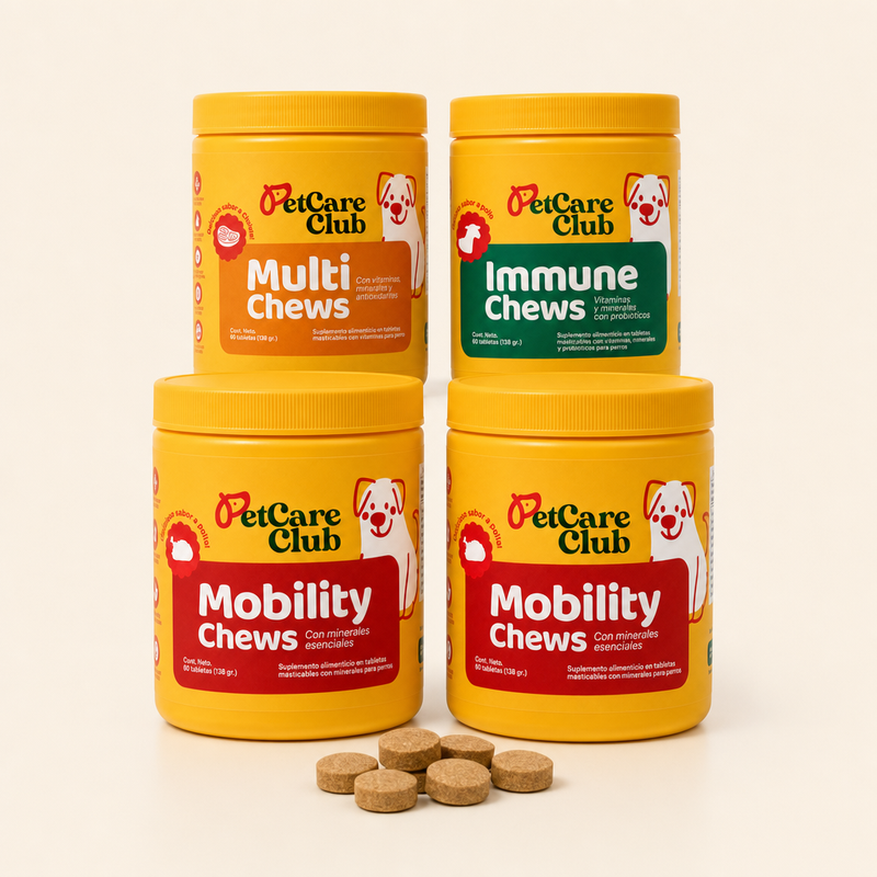 Kit Vitalidad Total PetCare Club — Mobility x2, Multi e Immune Chews