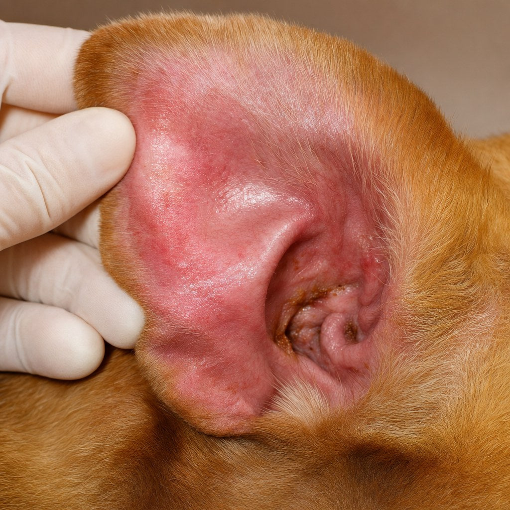 Oreja de perro irritada por dentro